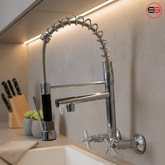 Kitchen spring mixer wall mounted