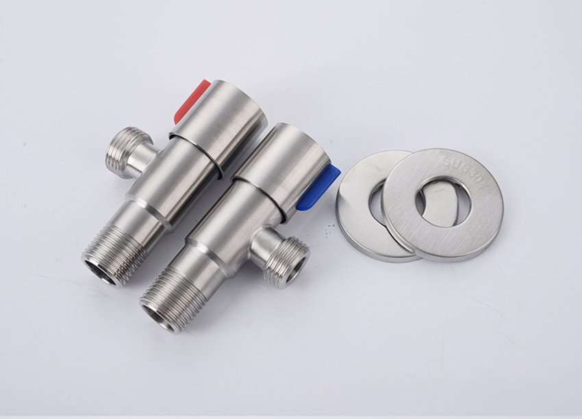 Tee cock angle valve Stainless steel 2pices