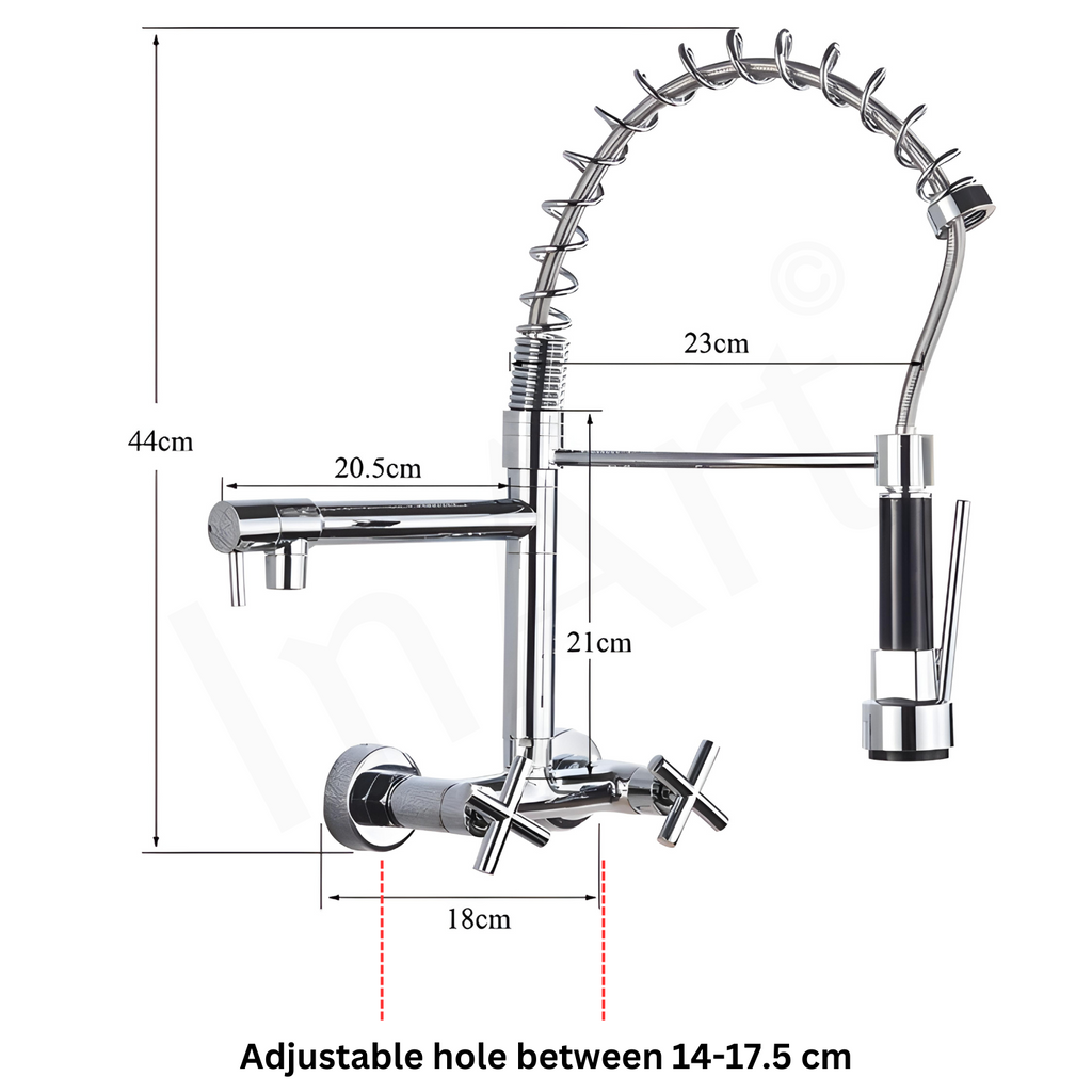 Kitchen spring mixer wall mounted