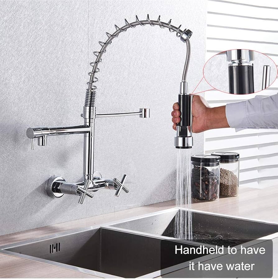 Kitchen spring mixer wall mounted