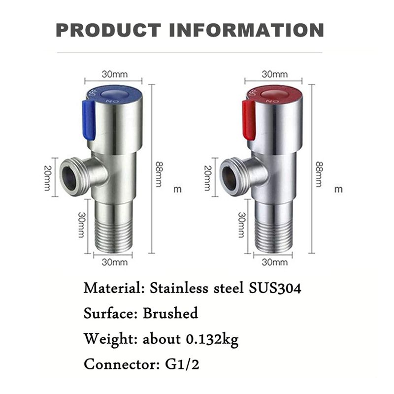 Tee cock angle valve Stainless steel 2pices