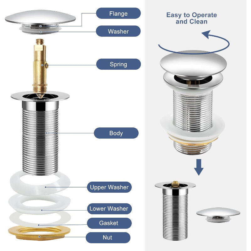 Premium Pop-Up Push Basin Waste